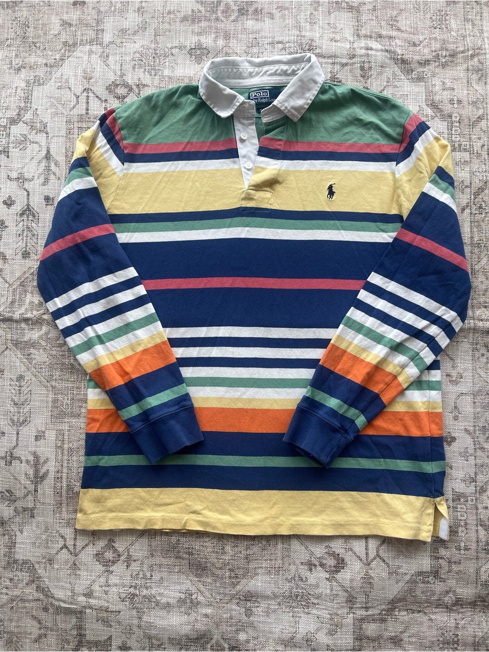 Polo by Ralph Lauren Multicolor Striped Long Sleeve Rugby Polo